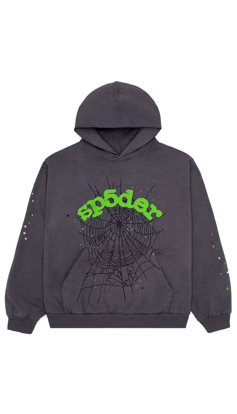 Sp5der Wait web Hoodies Slate Grey