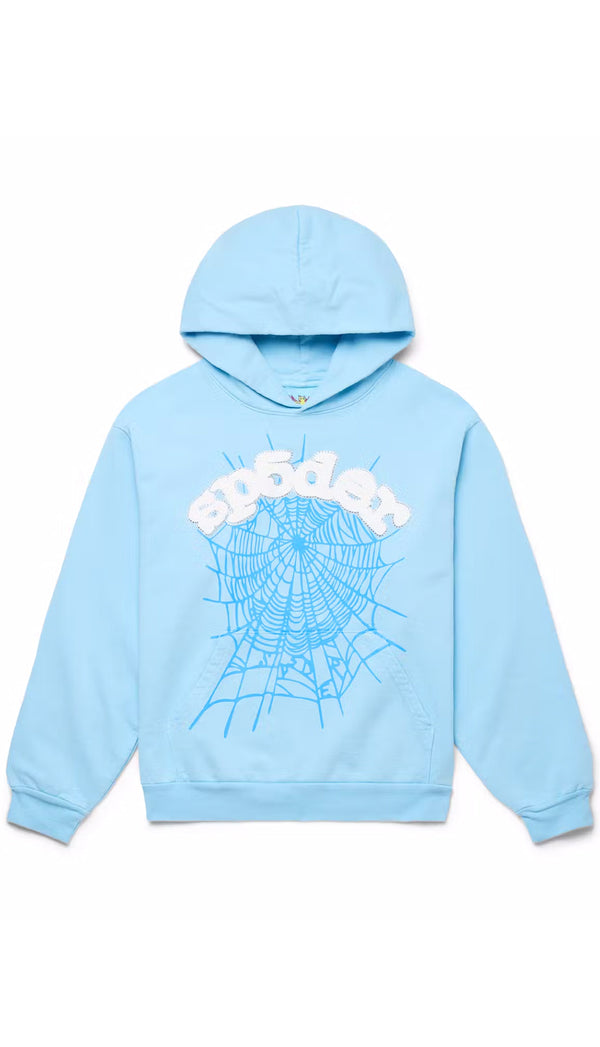 Sp5der Web Hoodies SkyBlue Mens