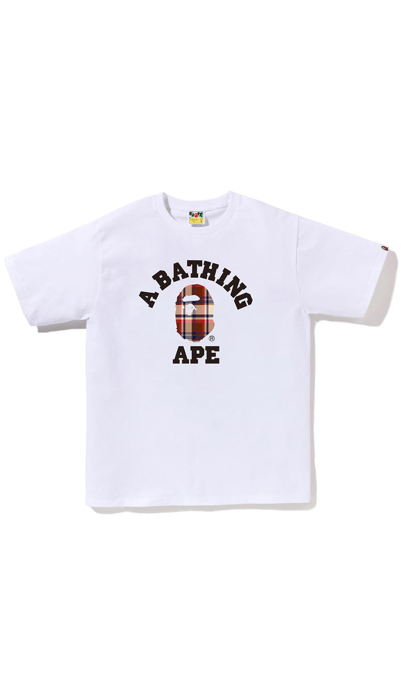 BAPE CHECK COLLEGE TEE MENS