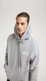 RTA DION HOODIE _ HEATHER GREY COLLEGIATE SCRIPT