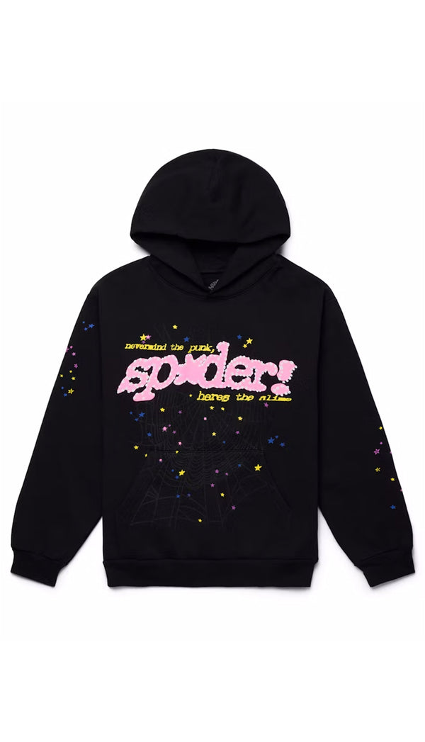 Sp5der P_NK V2 Hoodies Black Mens