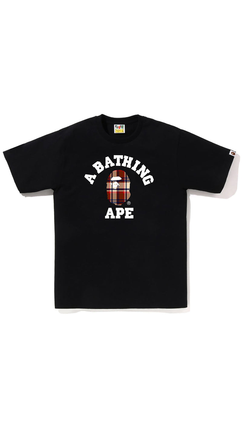 BAPE CHECK COLLEGE TEE MENS